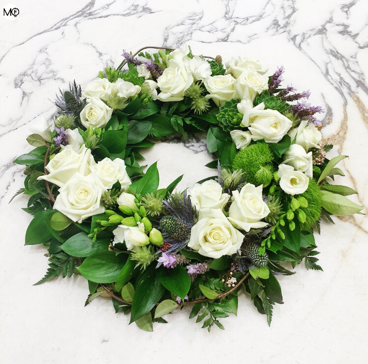 Artificial Silk Funeral Flower Wreath Ring Chrysanthemum Tribute Rose Lily  Dad | eBay